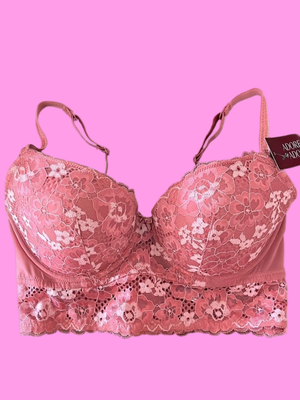 Adored by Adore Me Women’s Payal Longline Demi Floral Lace Bustier NWT